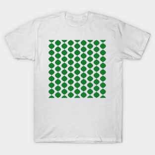 Mid Century Modern Retro 60s Waves Pattern  (Yellow Green Dark) T-Shirt